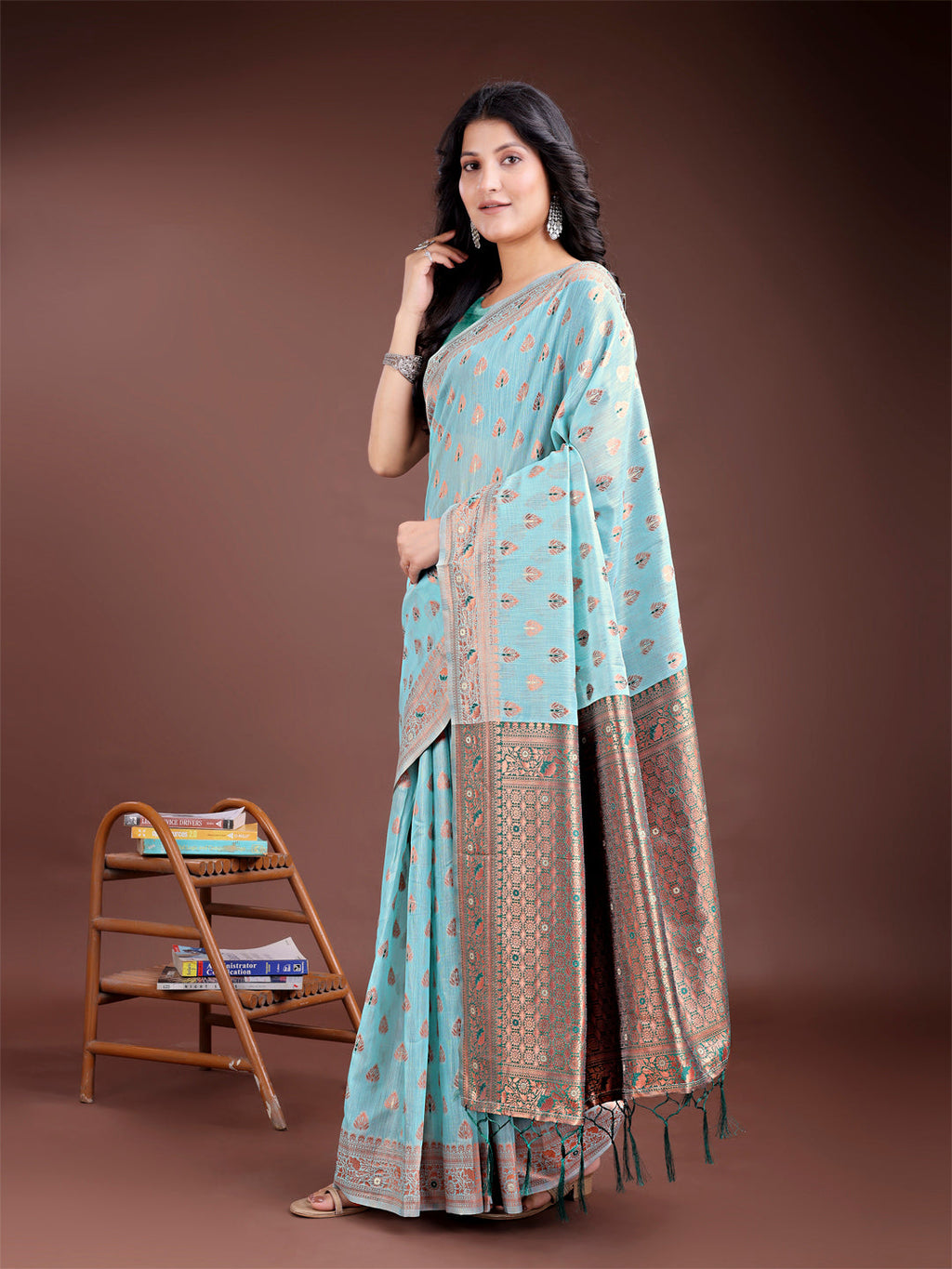 Shree Shyam Fashion Elegant Sea Green Cotton Saree with Contrast Pallu - Perfect Blend of Tradition & Comfort
