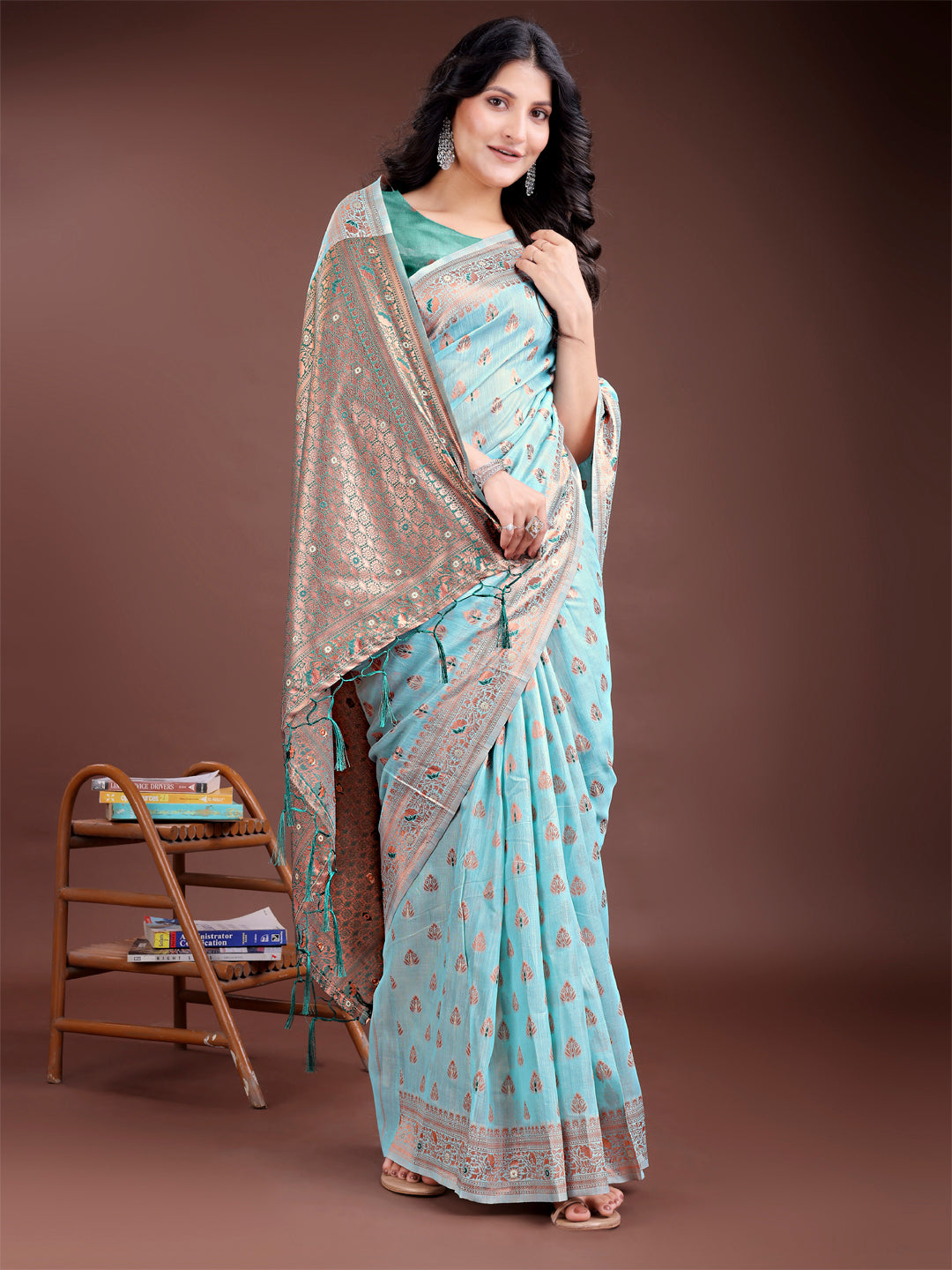 Shree Shyam Fashion Elegant Sea Green Cotton Saree with Contrast Pallu - Perfect Blend of Tradition & Comfort