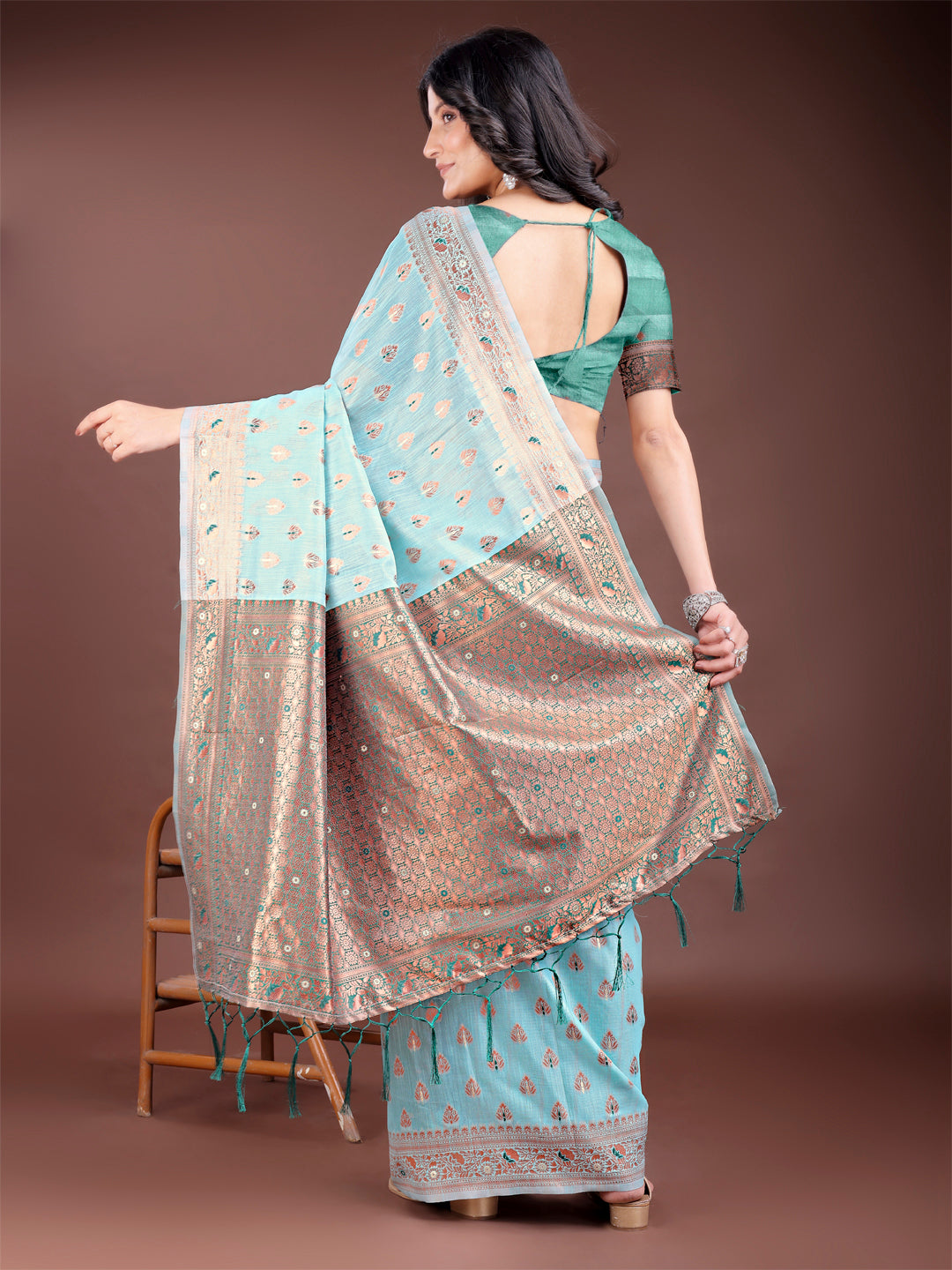 Shree Shyam Fashion Elegant Sea Green Cotton Saree with Contrast Pallu - Perfect Blend of Tradition & Comfort