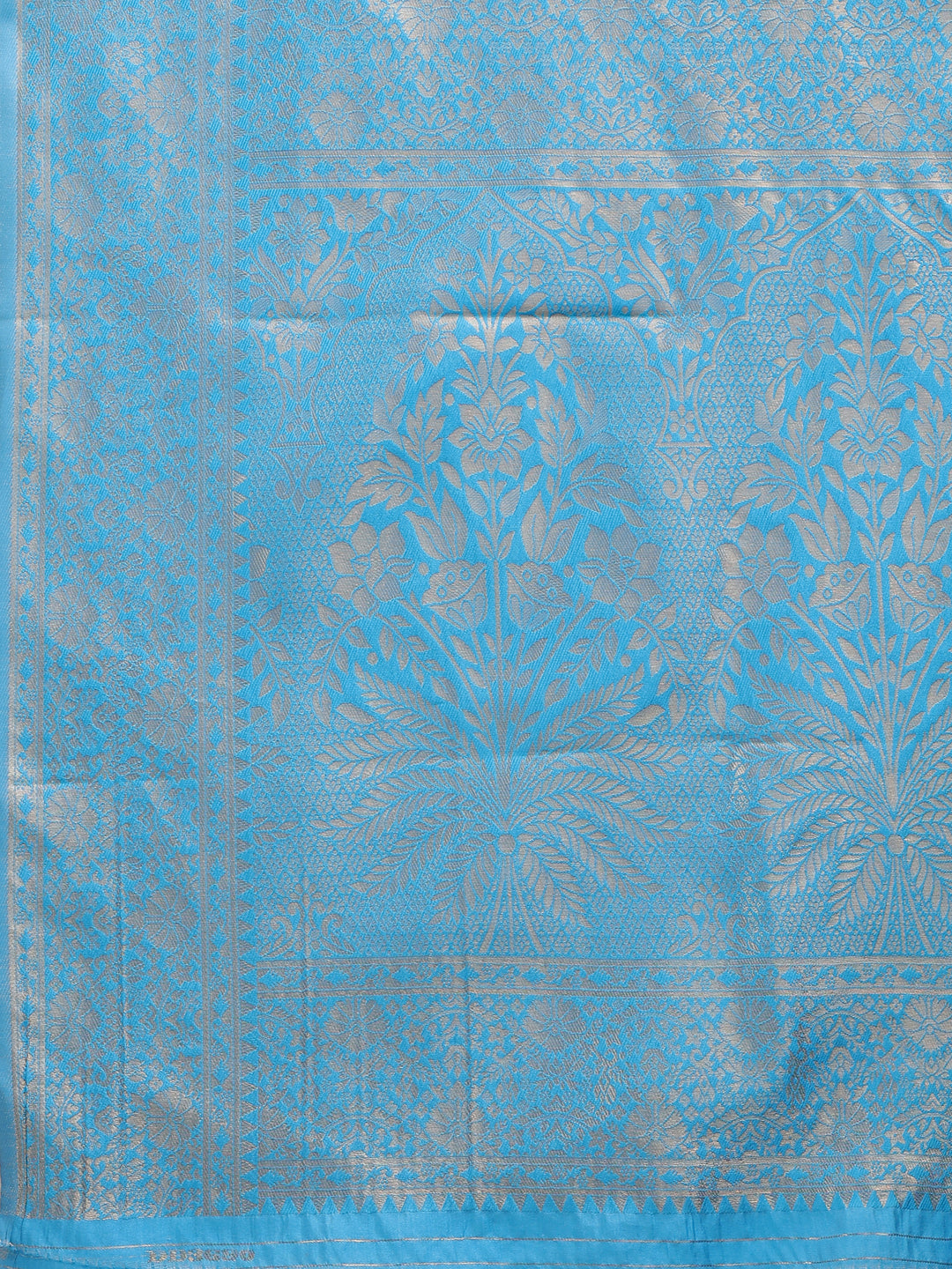 Shree Shyam Fashion Cream & Sky Blue Banarasi silk Woven Zari Work Traditional Tassel Saree