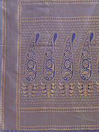 Shree Shyam Fashion Cream & Navy Blue Banarasi silk Woven Zari Work Traditional Tassel Saree
