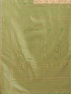 Shree Shyam Fashion Cream & Light Green Banarasi silk Woven Zari Work Traditional Tassel Saree