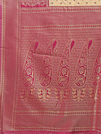 Shree Shyam Fashion Cream & Magenta Banarasi silk Woven Zari Work Traditional Tassel Saree