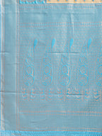 Shree Shyam Fashion Cream & Sky Blue Banarasi silk Woven Zari Work Traditional Tassel Saree