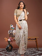 Shree Shyam Fashion Threads of Tradition: Beige Linen Cotton Saree Woven with Stories of Grace & Heritage