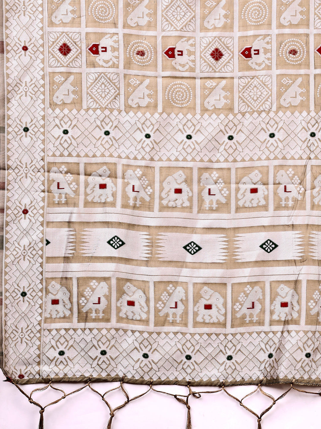 Shree Shyam Fashion Threads of Tradition: Beige Linen Cotton Saree Woven with Stories of Grace & Heritage