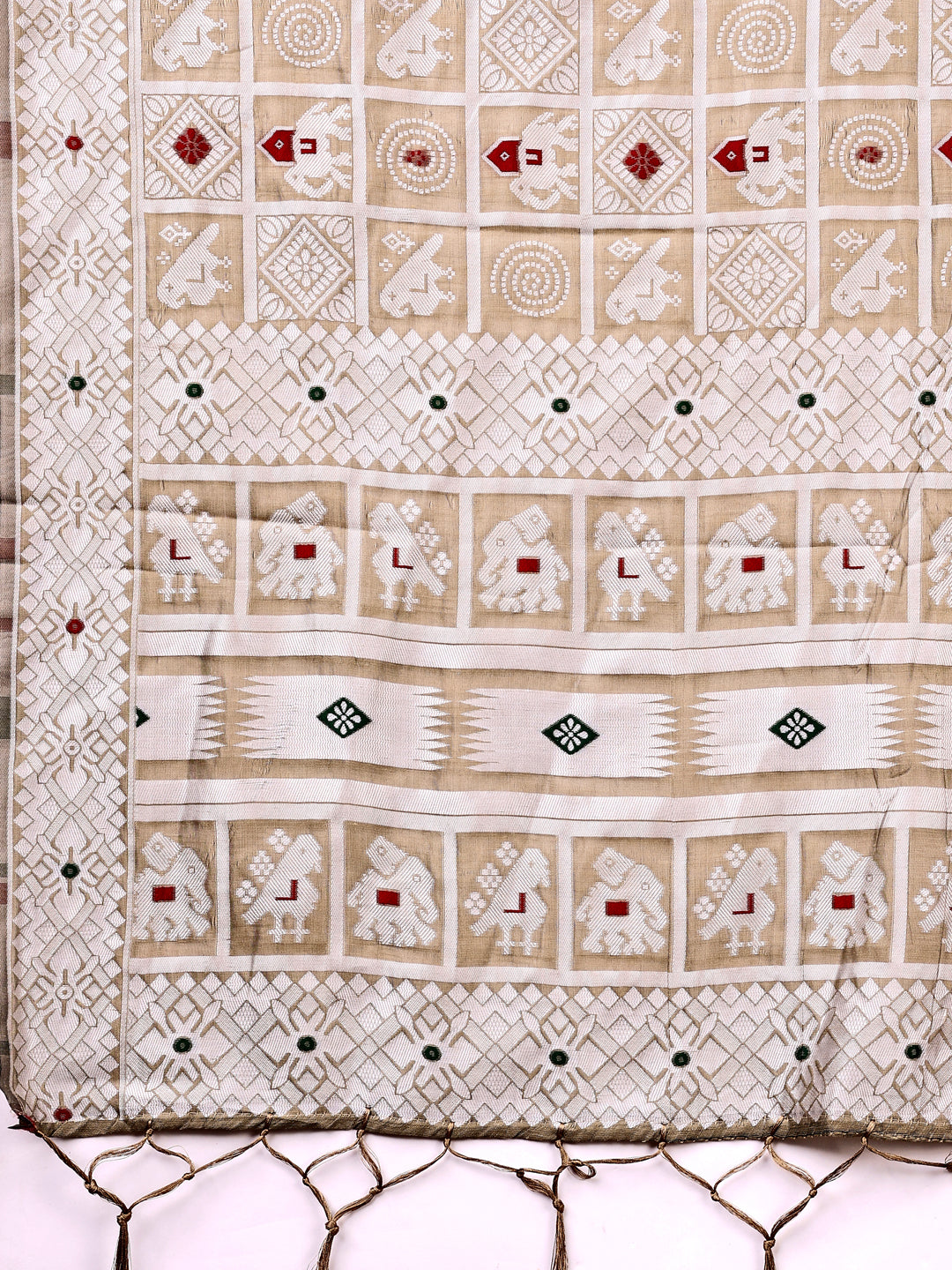 Shree Shyam Fashion Threads of Tradition: Beige Linen Cotton Saree Woven with Stories of Grace & Heritage