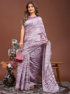 Shree Shyam Fashion Threads of Tradition: Purple Linen Cotton Saree Woven with Stories of Grace & Heritage