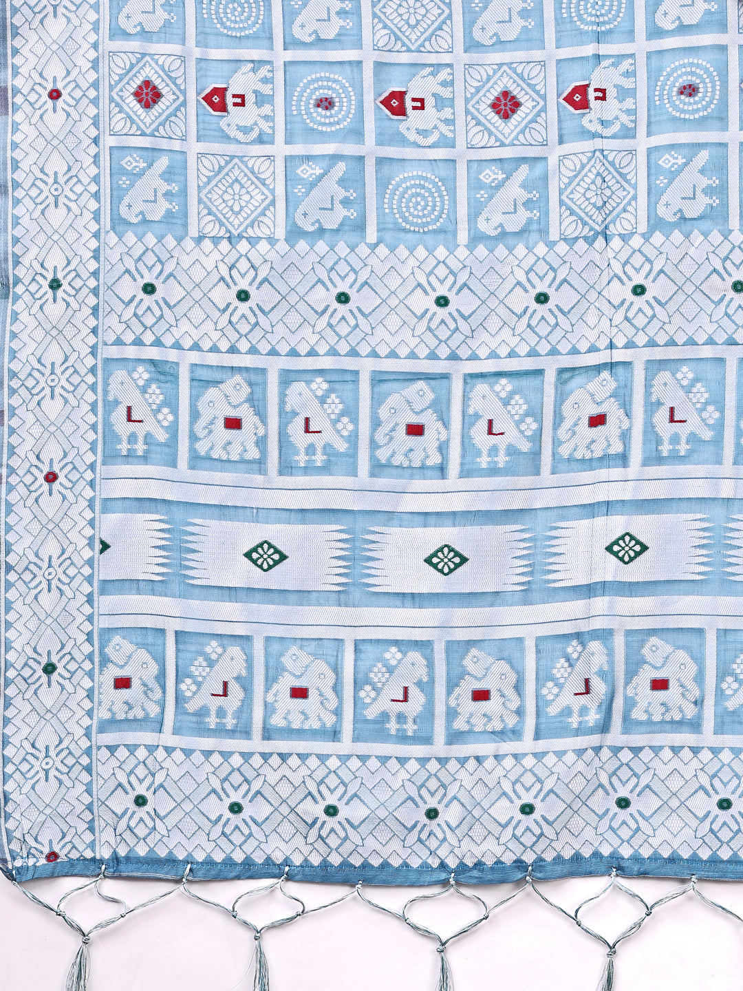 Shree Shyam Fashion Threads of Tradition: Sky Blue Linen Cotton Saree Woven with Stories of Grace & Heritage