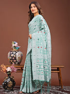 Shree Shyam Fashion Threads of Tradition: Sea Green Linen Cotton Saree Woven with Stories of Grace & Heritage