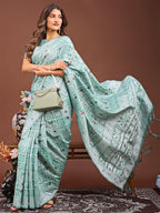 Shree Shyam Fashion Threads of Tradition: Sea Green Linen Cotton Saree Woven with Stories of Grace & Heritage