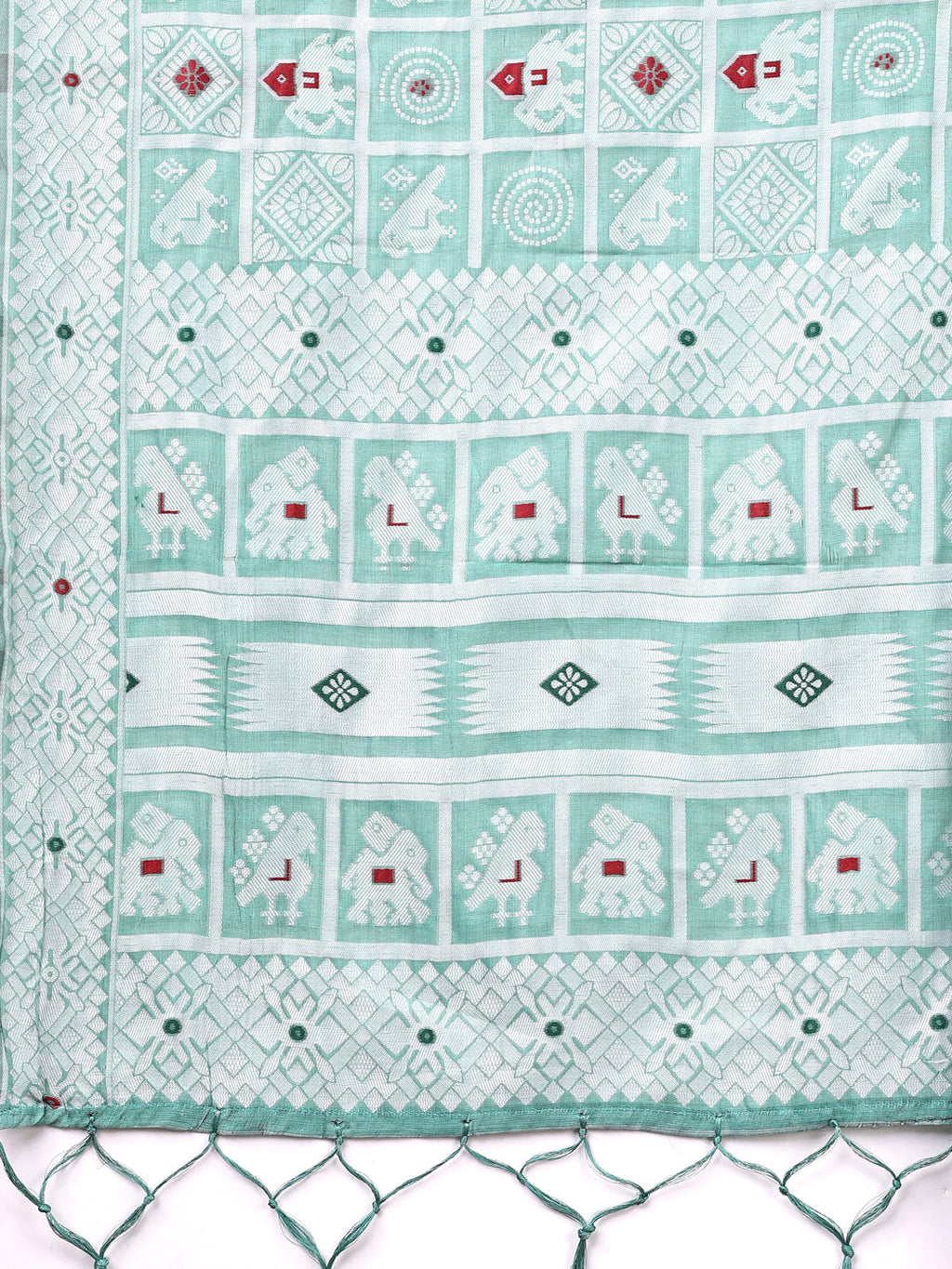 Shree Shyam Fashion Threads of Tradition: Sea Green Linen Cotton Saree Woven with Stories of Grace & Heritage