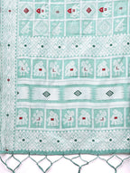 Shree Shyam Fashion Threads of Tradition: Sea Green Linen Cotton Saree Woven with Stories of Grace & Heritage