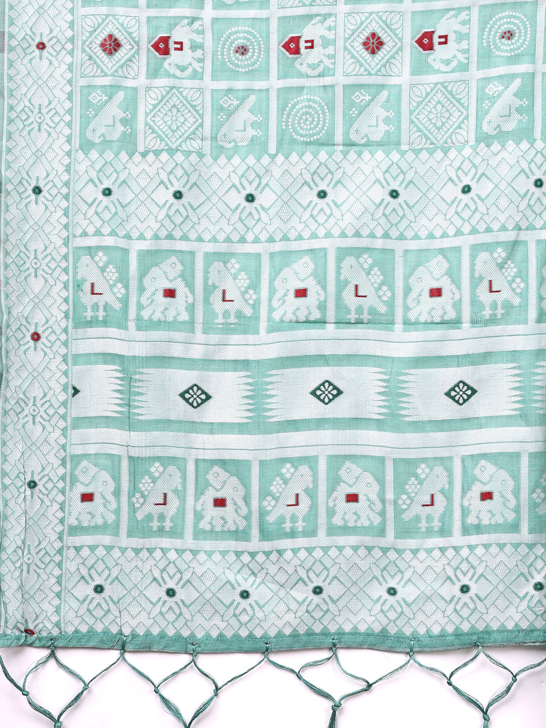 Shree Shyam Fashion Threads of Tradition: Sea Green Linen Cotton Saree Woven with Stories of Grace & Heritage