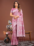 Shree Shyam Fashion Threads of Tradition: Pink Linen Cotton Saree Woven with Stories of Grace & Heritage