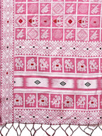 Shree Shyam Fashion Threads of Tradition: Pink Linen Cotton Saree Woven with Stories of Grace & Heritage