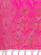 Shree Shyam Fashion Elegant Pink Banarasi Cotton Saree with Zari Leaf Motifs and Rich Pallu - Traditional Indian Saree for Festive & Wedding Wear