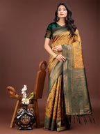 Shree Shyam Fashion Majestic Green & Yellow Silk Saree with Rich Woven Pallu - A Regal Touch for Special Moments