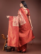 Shree Shyam Fashion Majestic Red & Cream Silk Saree with Rich Woven Pallu - A Regal Touch for Special Moments