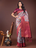 Shree Shyam Fashion Majestic Red & Teal Silk Saree with Rich Woven Pallu - A Regal Touch for Special Moments