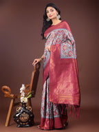 Shree Shyam Fashion Majestic Red & Teal Silk Saree with Rich Woven Pallu - A Regal Touch for Special Moments