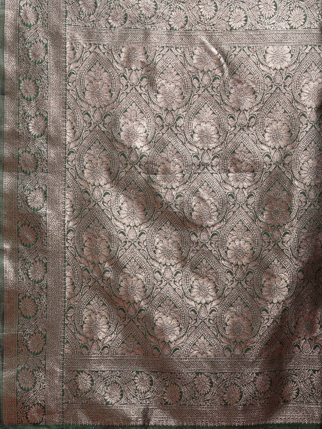 Shree Shyam Fashion Dark Green Banarasi Silk Saree with Zari Weaving - A Timeless Tale of Elegance - Distacart
