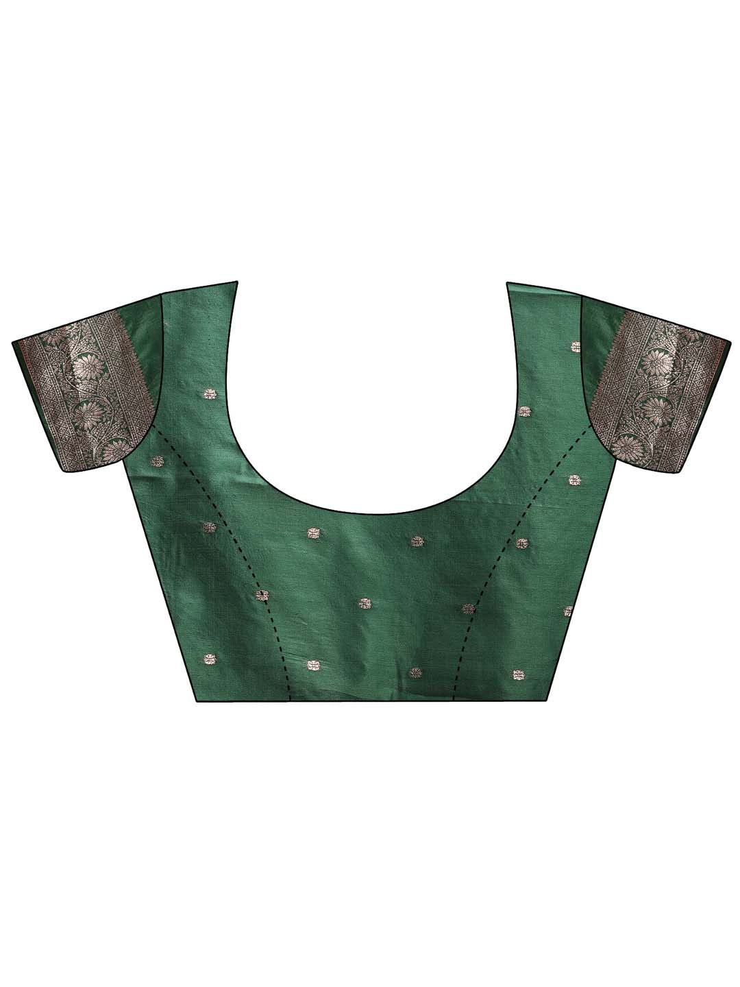 Shree Shyam Fashion Dark Green Banarasi Silk Saree with Zari Weaving - A Timeless Tale of Elegance - Distacart