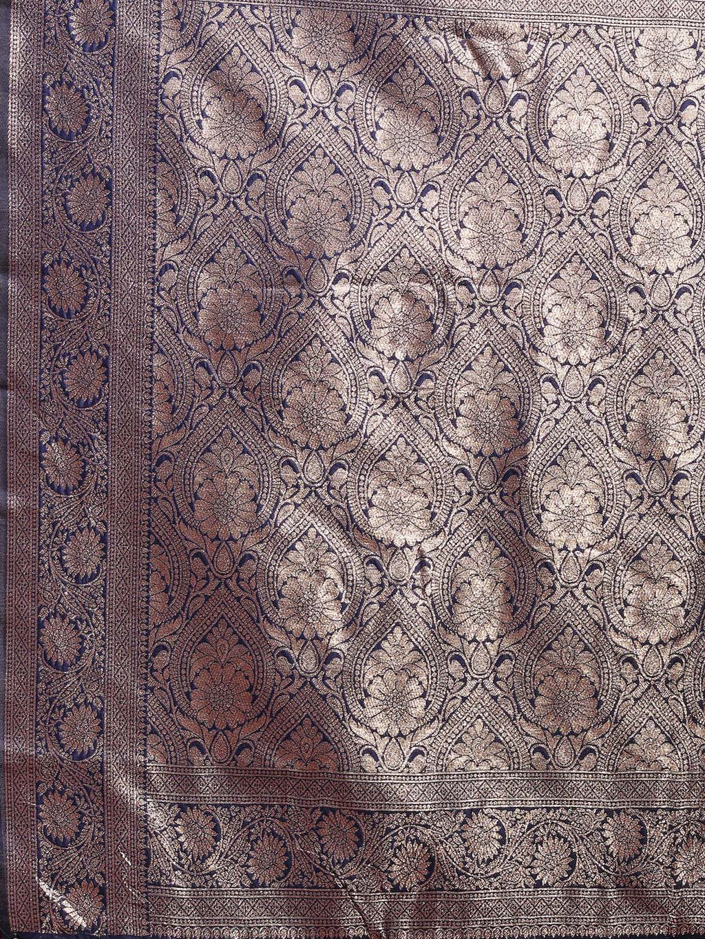 Shree Shyam Fashion Navy Blue Banarasi Silk Saree with Zari Weaving - A Timeless Tale of Elegance - Distacart