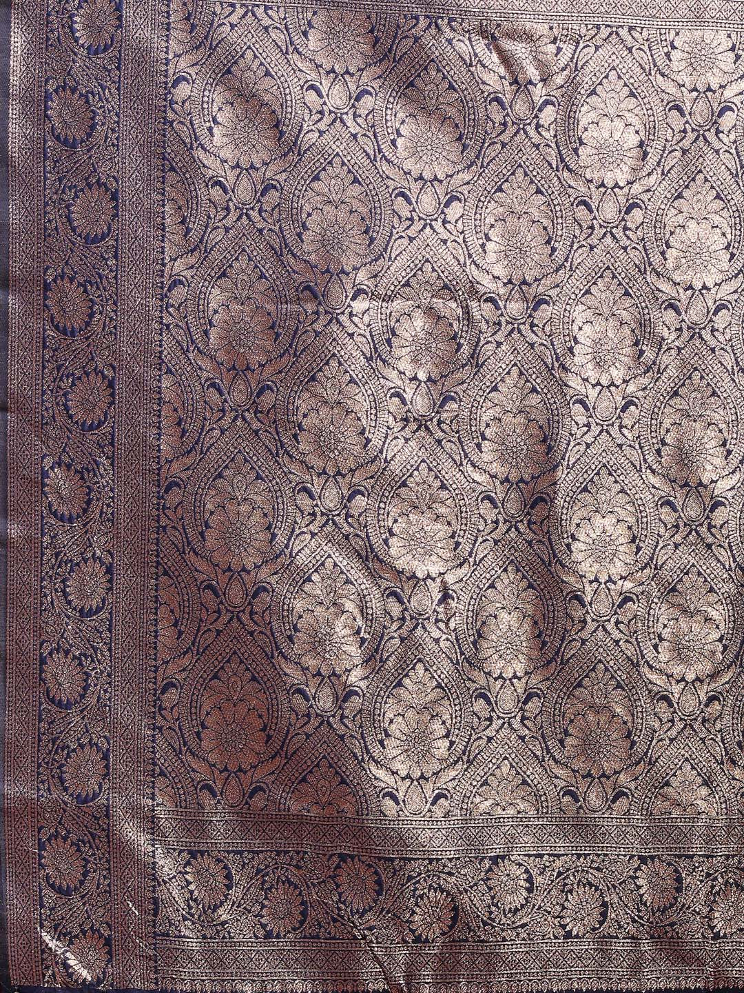 Shree Shyam Fashion Navy Blue Banarasi Silk Saree with Zari Weaving - A Timeless Tale of Elegance - Distacart