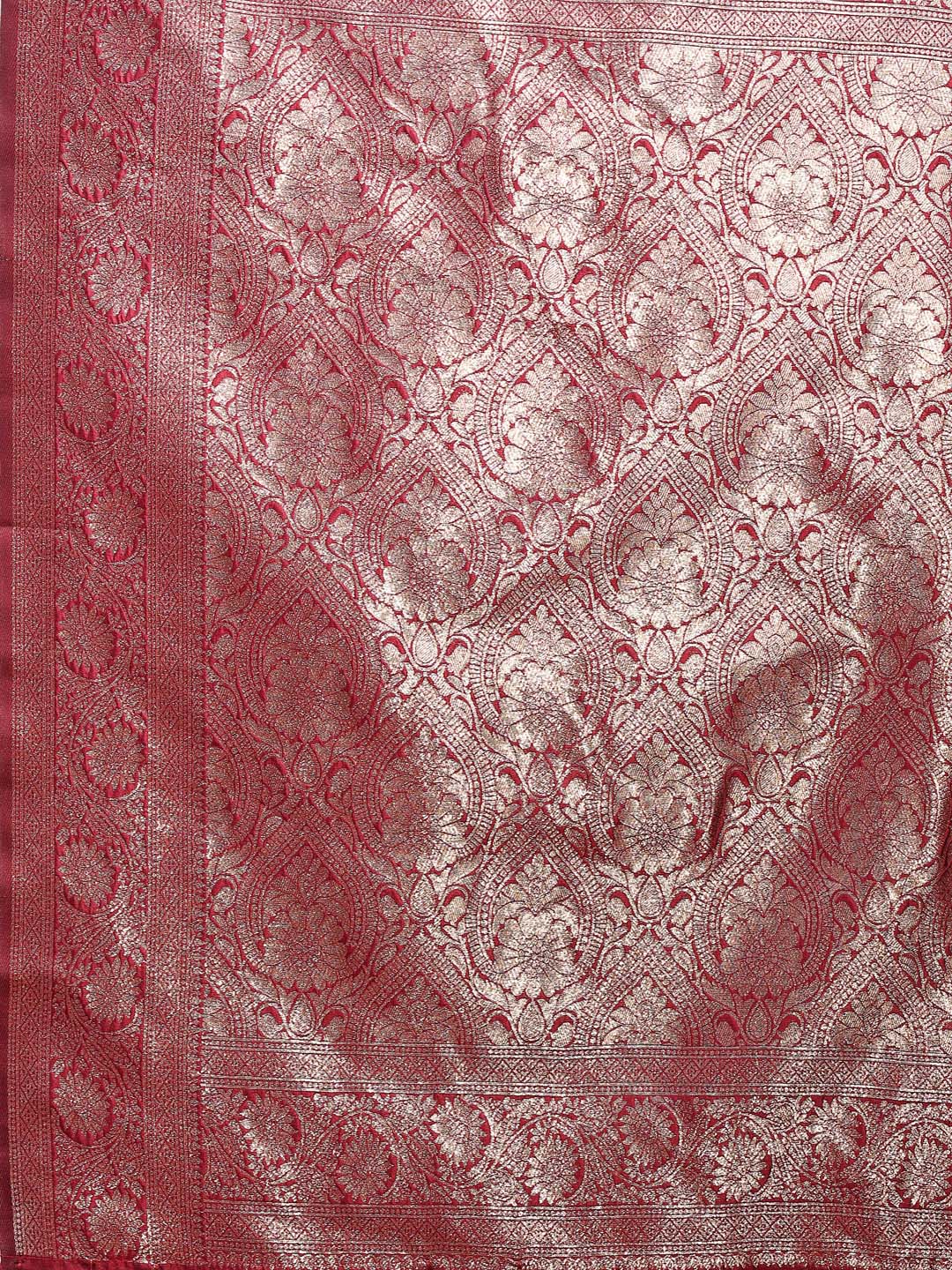Shree Shyam Fashion Maroon Banarasi Silk Saree with Zari Weaving - A Timeless Tale of Elegance - Distacart