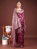 Shree Shyam Fashion Purple Banarasi Silk Saree with Zari Weaving - A Timeless Tale of Elegance - Distacart