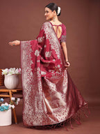 Shree Shyam Fashion Purple Banarasi Silk Saree with Zari Weaving - A Timeless Tale of Elegance - Distacart