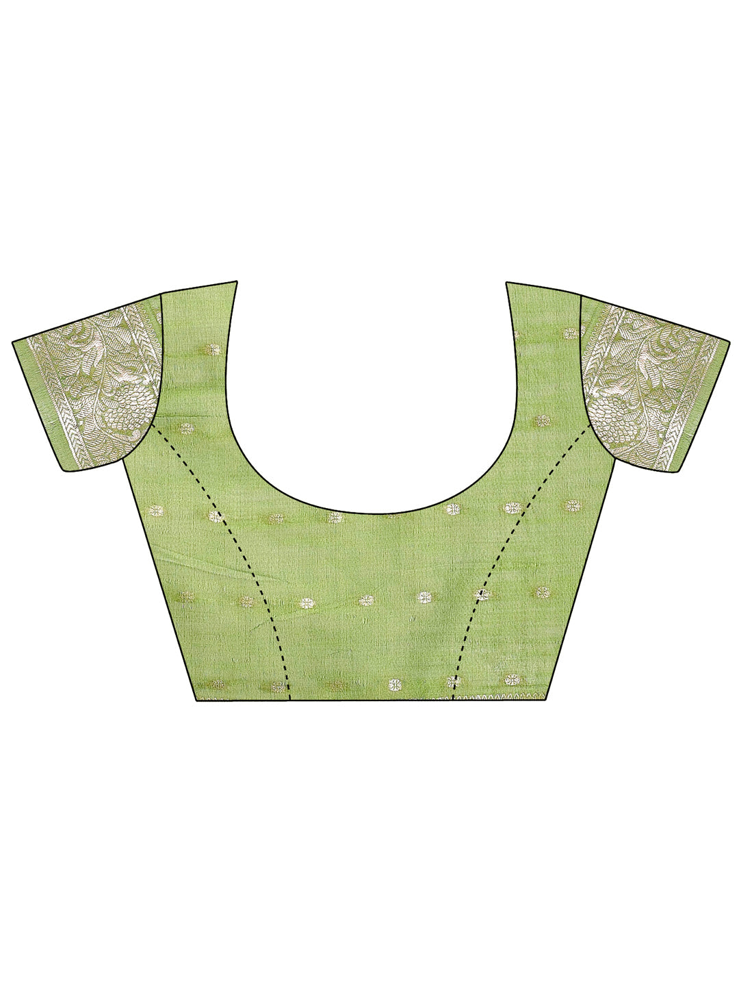 Shree Shyam Fashion Elegant Light Green Linen Cotton Saree with Zari Border & Woven Motifs - Perfect for Sophisticated Everyday & Festive Looks - Distacart