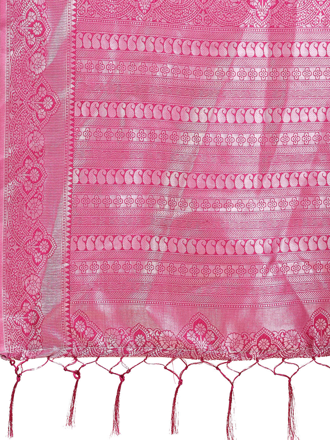 Shree Shyam Fashion Graceful Light & Dark Pink Silk Saree with Rich Woven Border & Paisley Pallu - Perfect for Festive & Wedding Wear