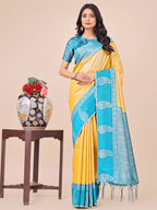 Shree Shyam Fashion Graceful Light & Dark Yellow Silk Saree with Rich Woven Border & Paisley Pallu - Perfect for Festive & Wedding Wear