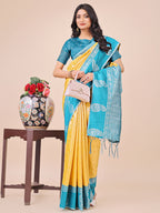 Shree Shyam Fashion Graceful Light & Dark Yellow Silk Saree with Rich Woven Border & Paisley Pallu - Perfect for Festive & Wedding Wear