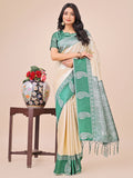 Shree Shyam Fashion Graceful Light & Dark Cream Silk Saree with Rich Woven Border & Paisley Pallu - Perfect for Festive & Wedding Wear