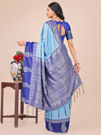 Shree Shyam Fashion Graceful Light & Dark Sky Blue Silk Saree with Rich Woven Border & Paisley Pallu - Perfect for Festive & Wedding Wear