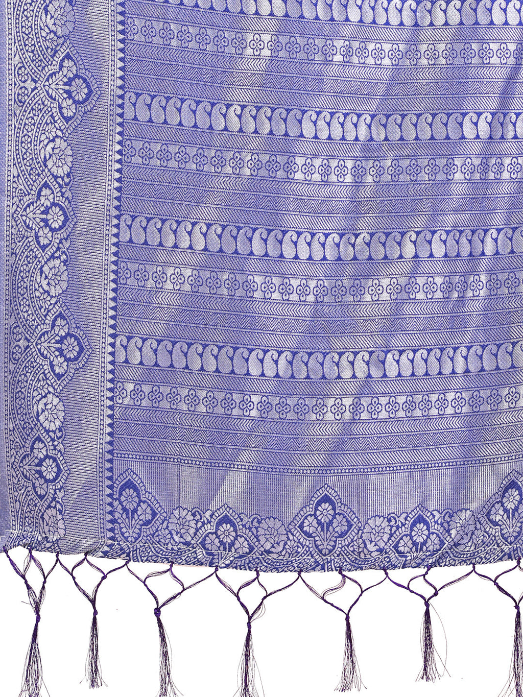 Shree Shyam Fashion Graceful Light & Dark Sky Blue Silk Saree with Rich Woven Border & Paisley Pallu - Perfect for Festive & Wedding Wear