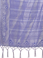 Shree Shyam Fashion Graceful Light & Dark Sky Blue Silk Saree with Rich Woven Border & Paisley Pallu - Perfect for Festive & Wedding Wear
