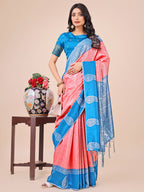 Shree Shyam Fashion Graceful Light & Dark Peach Silk Saree with Rich Woven Border & Paisley Pallu - Perfect for Festive & Wedding Wear