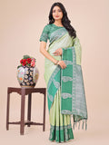 Shree Shyam Fashion Graceful Light & Dark Light Green Silk Saree with Rich Woven Border & Paisley Pallu - Perfect for Festive & Wedding Wear