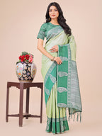 Shree Shyam Fashion Graceful Light & Dark Light Green Silk Saree with Rich Woven Border & Paisley Pallu - Perfect for Festive & Wedding Wear