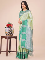Shree Shyam Fashion Graceful Light & Dark Light Green Silk Saree with Rich Woven Border & Paisley Pallu - Perfect for Festive & Wedding Wear