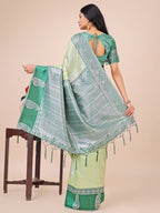 Shree Shyam Fashion Graceful Light & Dark Light Green Silk Saree with Rich Woven Border & Paisley Pallu - Perfect for Festive & Wedding Wear