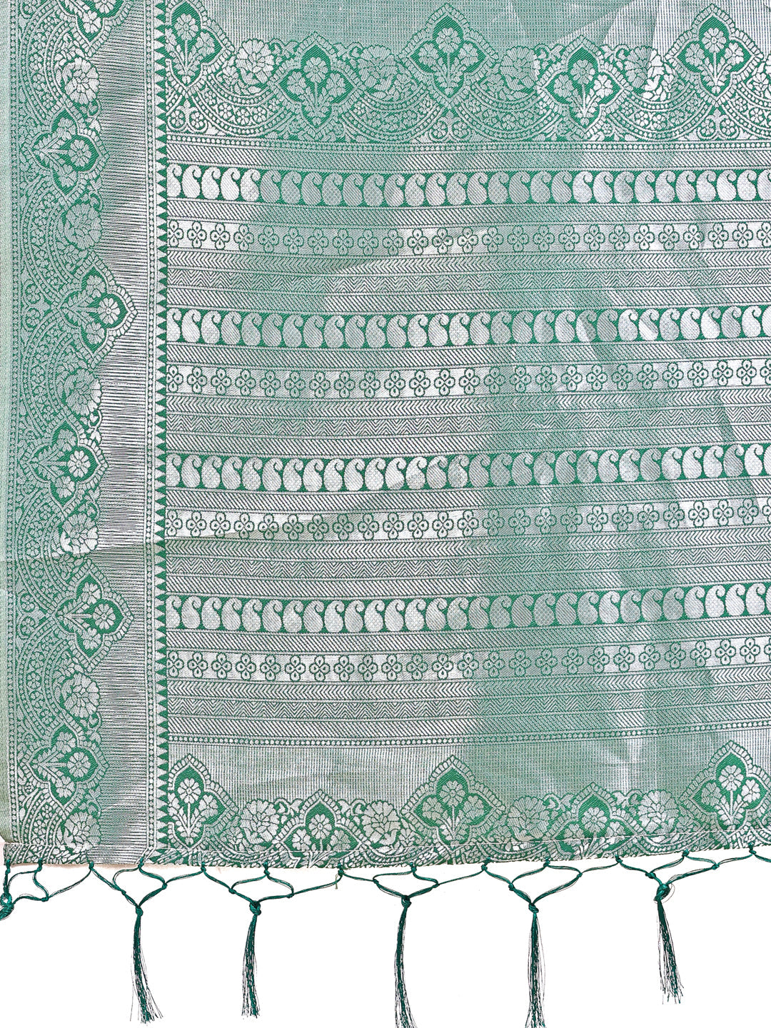 Shree Shyam Fashion Graceful Light & Dark Light Green Silk Saree with Rich Woven Border & Paisley Pallu - Perfect for Festive & Wedding Wear