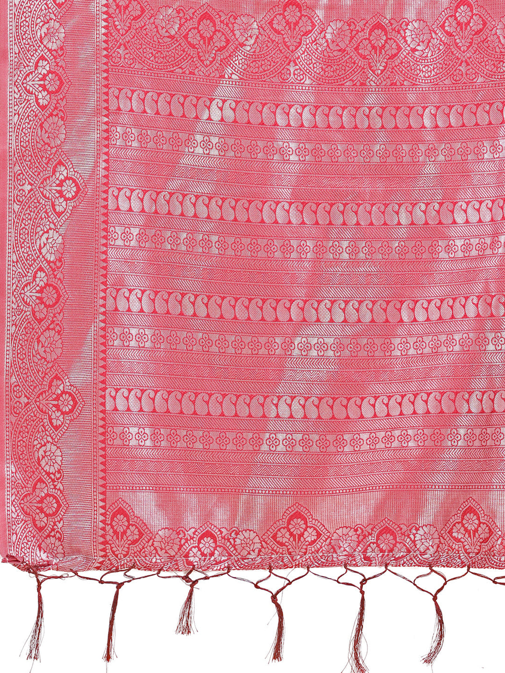 Shree Shyam Fashion Graceful Light & Dark Peach Silk Saree with Rich Woven Border & Paisley Pallu - Perfect for Festive & Wedding Wear