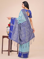Shree Shyam Fashion Graceful Light & Dark Teal Silk Saree with Rich Woven Border & Paisley Pallu - Perfect for Festive & Wedding Wear