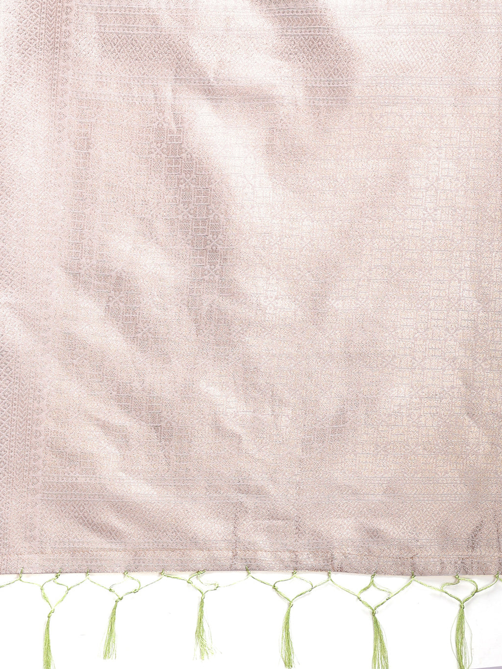 Shree Shyam Fashion White & Light Green Cotton Woven Zari Work Traditional Tassel Saree