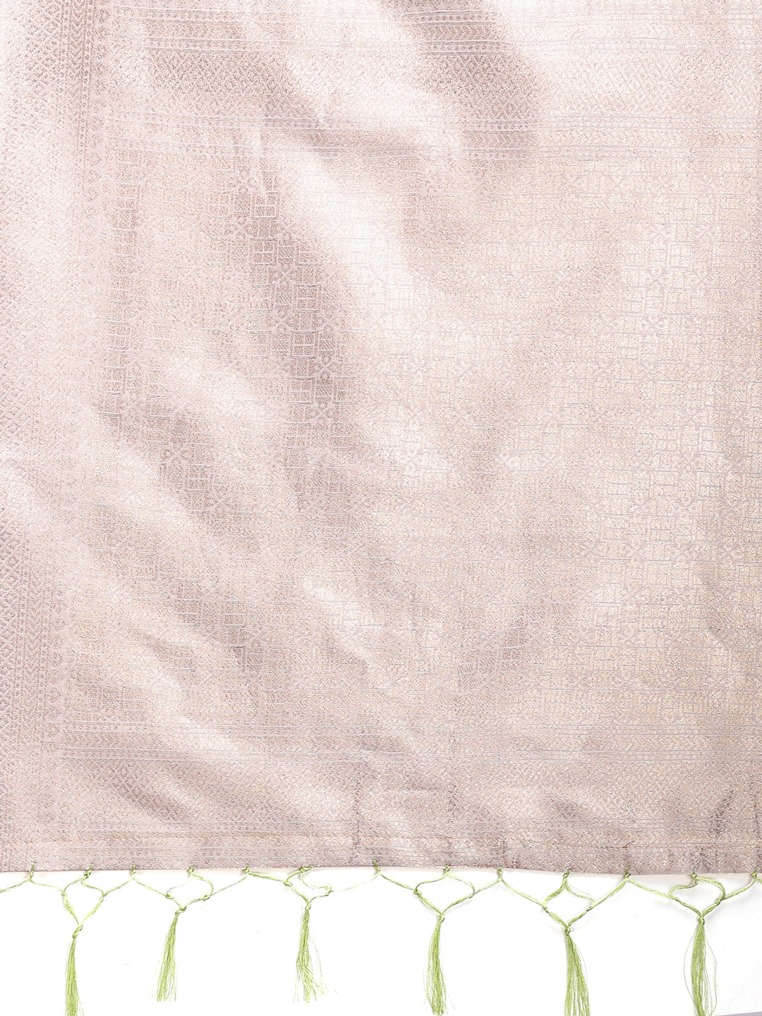 Shree Shyam Fashion White & Light Green Cotton Woven Zari Work Traditional Tassel Saree